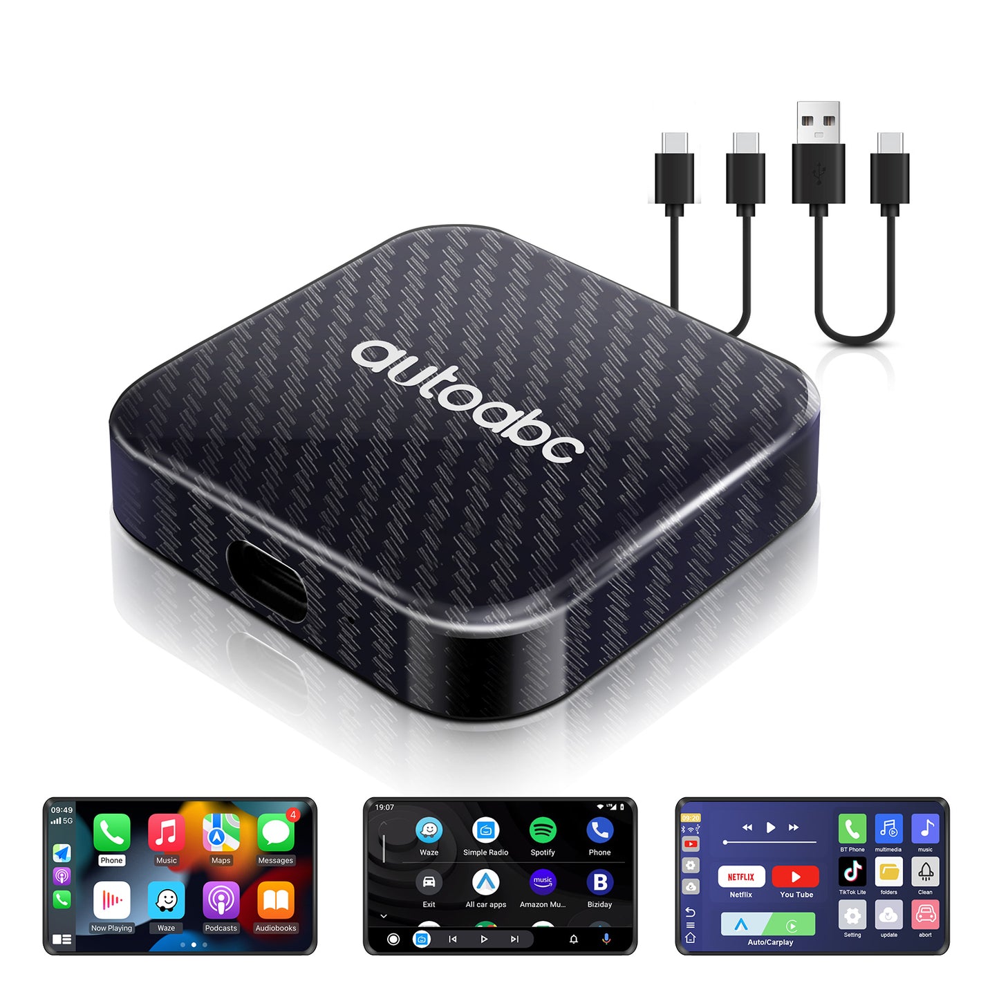 Autoabc Kabelgebundene zu kabellose CarPlay Andorid Auto Magic AI Box