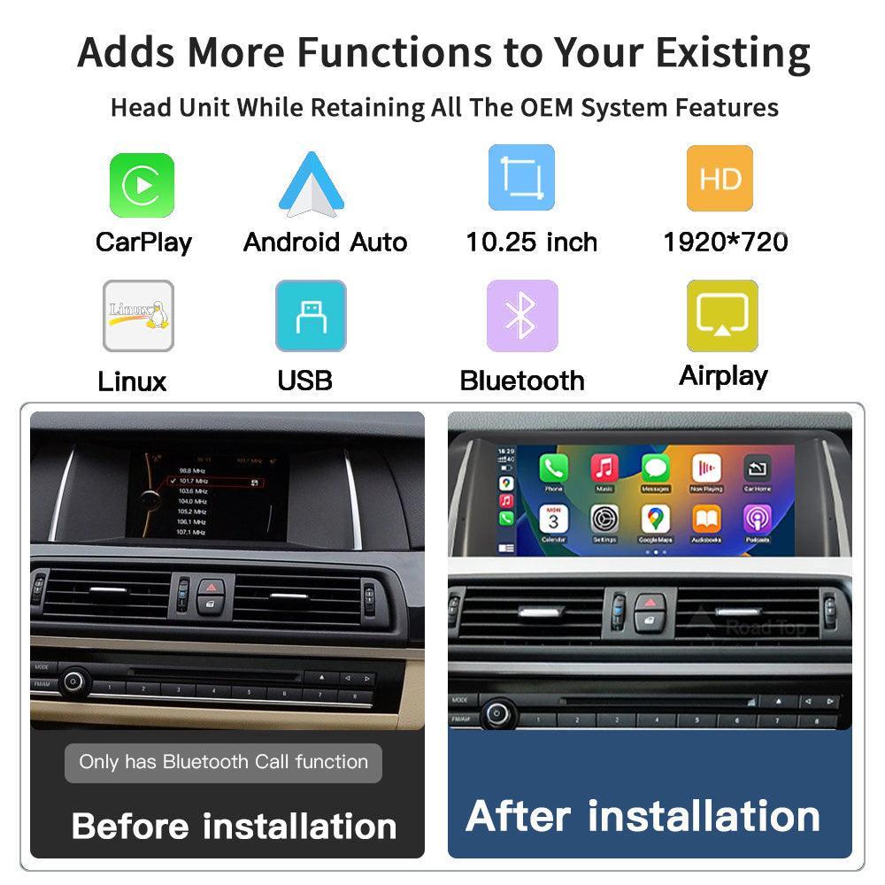 10.25" Linux Screen for BMW 5er F10 F11 NBT/CIC Wirless Carplay Android Auto - AUTOABC