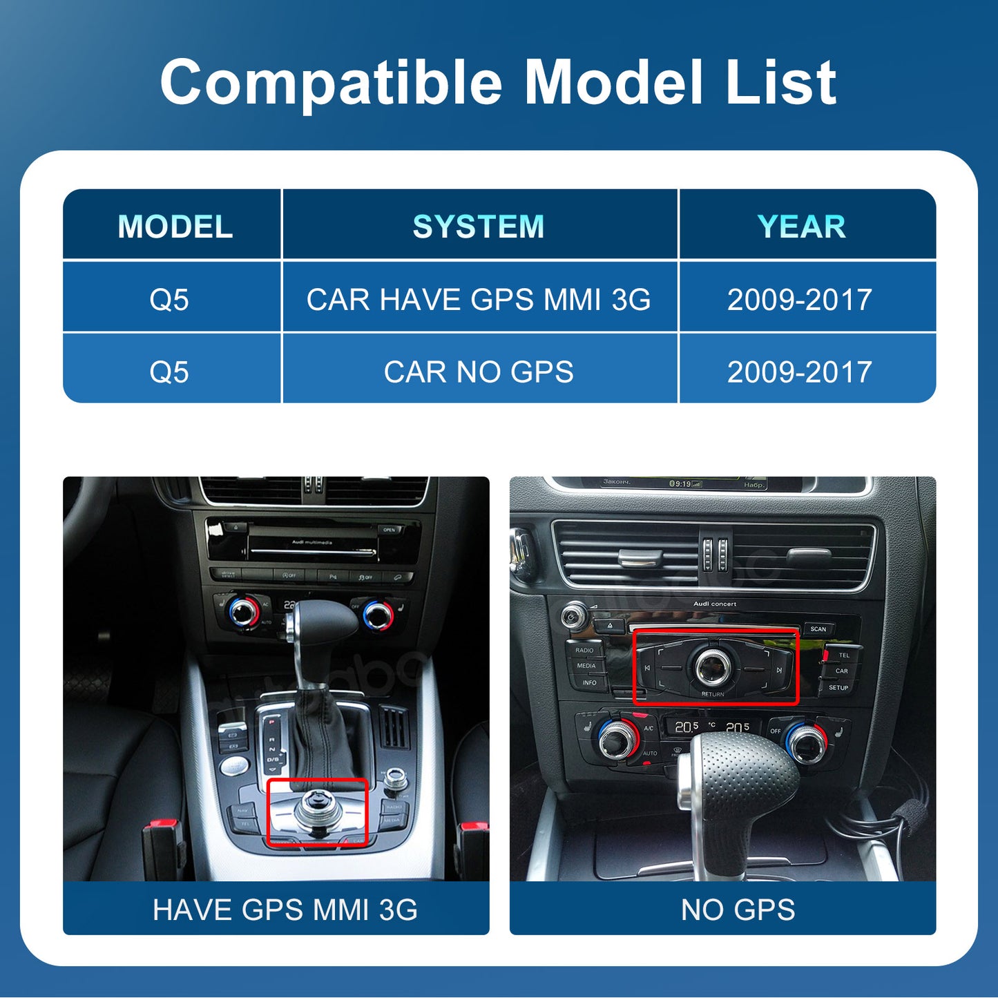 8.9“ Linux Screen For Audi Q5 Wireless CarPlay Android Auto left rudder
