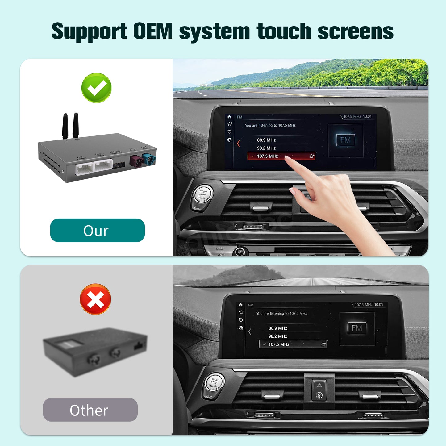 Wireless CarPlay&Android Auto Module For BMW EVO System Support Touch Control