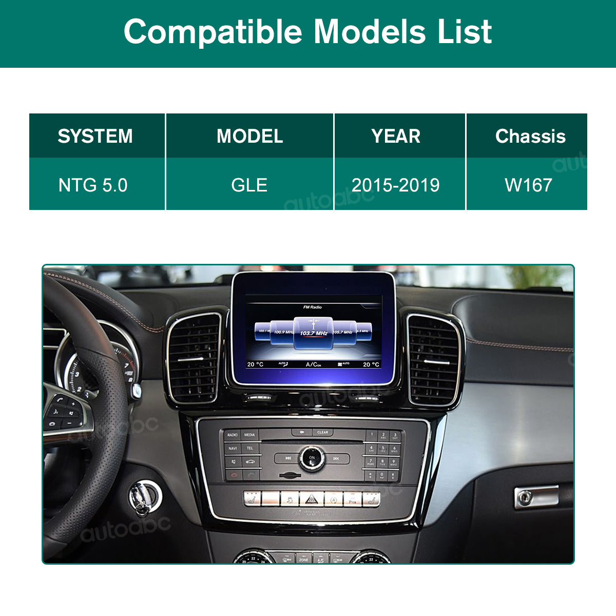 12.3“ Linux screen for Mercedes Benz NTG5.0 GLE Wireless CarPlay Android Auto