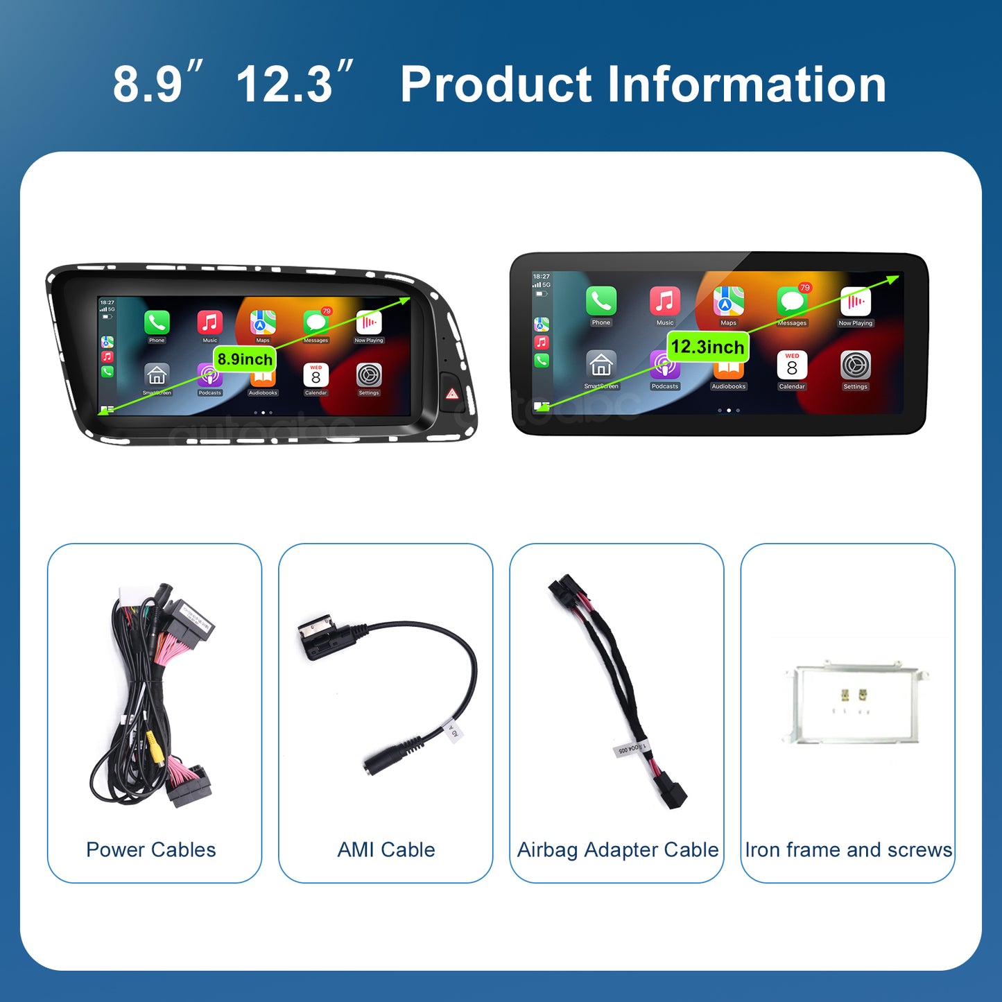 8.9“ Linux Screen For Audi Q5 Wireless CarPlay Android Auto left rudder