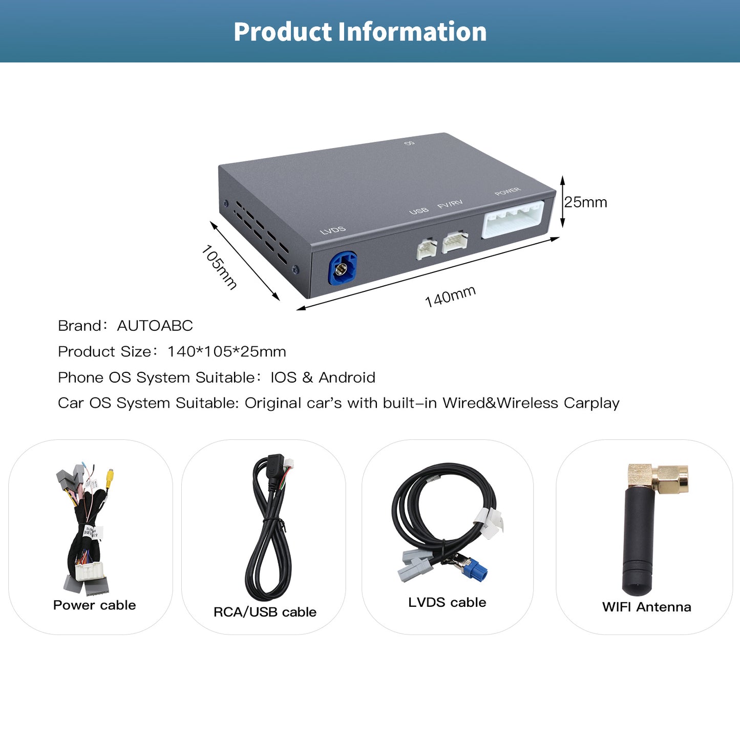 Wireless Carplay Android Auto adapter for Accord/Inspire