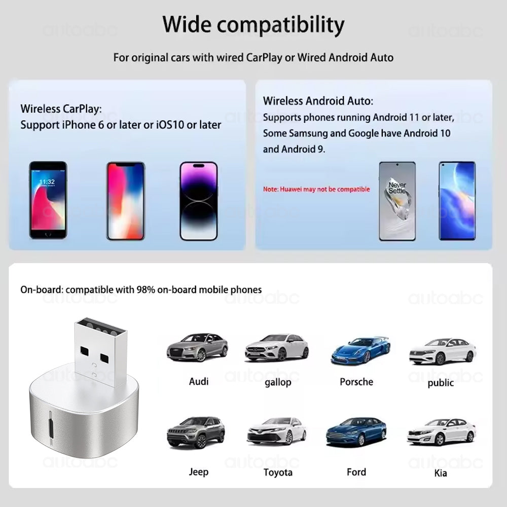 2in1 Wired to Wireless CarPlay Android Auto USB Dongle