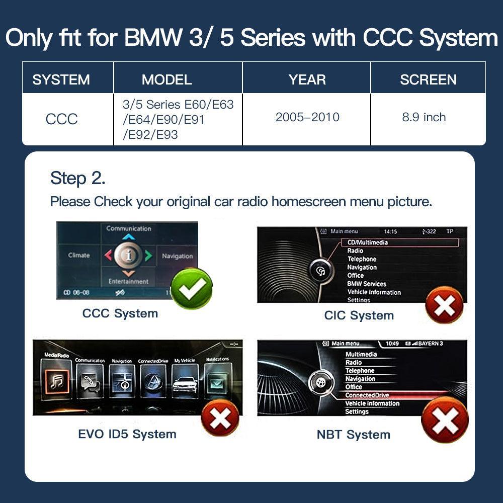 8.9'' Linux screen for BMW 3/5er E60~E93 CCC Wireless CarPlay Android Auto - AUTOABC