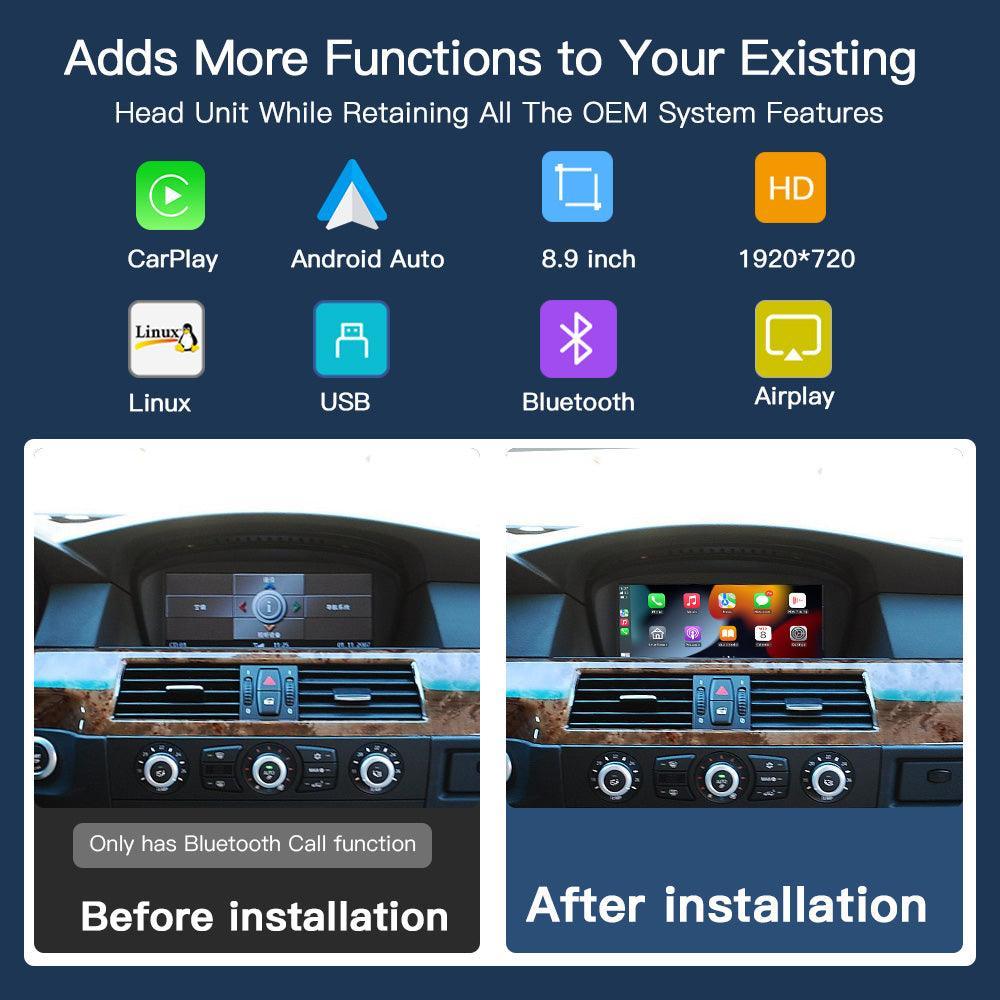 8.9'' Linux screen for BMW 3/5er E60~E93 CCC Wireless CarPlay Android Auto - AUTOABC