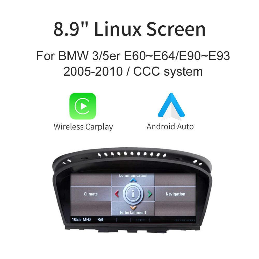 8.9'' Linux screen for BMW 3/5er E60~E93 CCC Wireless CarPlay Android Auto - AUTOABC
