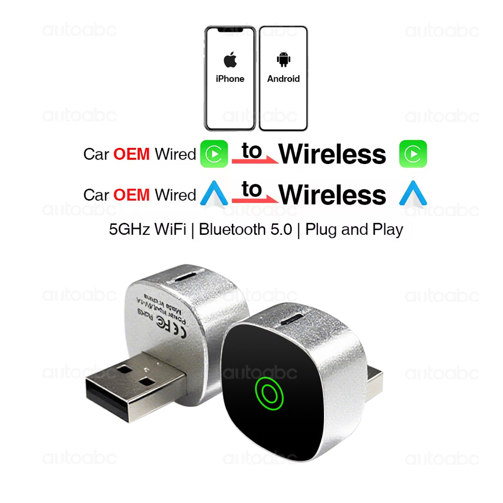 2in1 Wired to Wireless CarPlay Android Auto USB Dongle