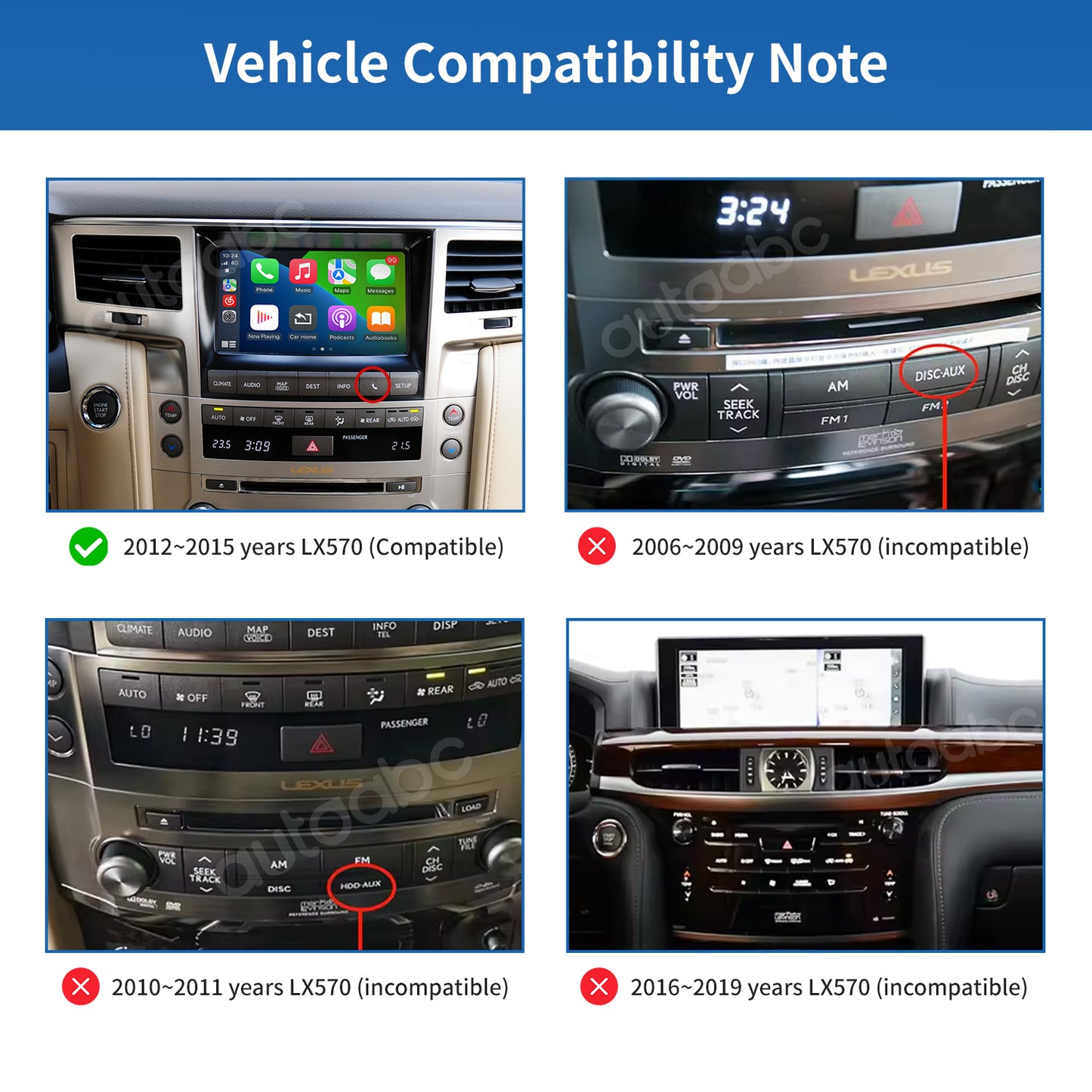 Wireless Carplay & Android Auto for Lexus LX570 2012-2015