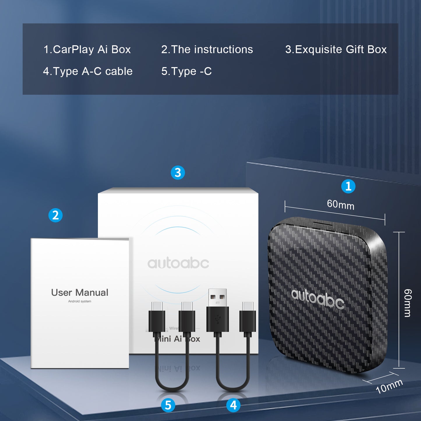 Autoabc Kabelgebundene zu kabellose CarPlay Andorid Auto Magic AI Box