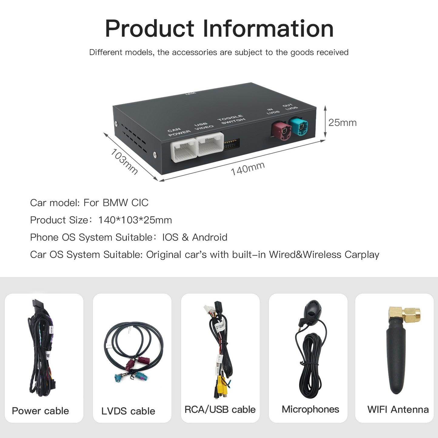 Drahtloser CarPlay Android Auto Nachrüstsatz-Decoder für BMW/MINI