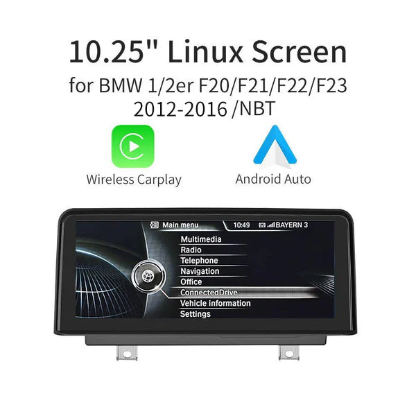 10.25'' Linux screen for BMW 1/2er F20 F21 with NBT CarPlay Android Auto