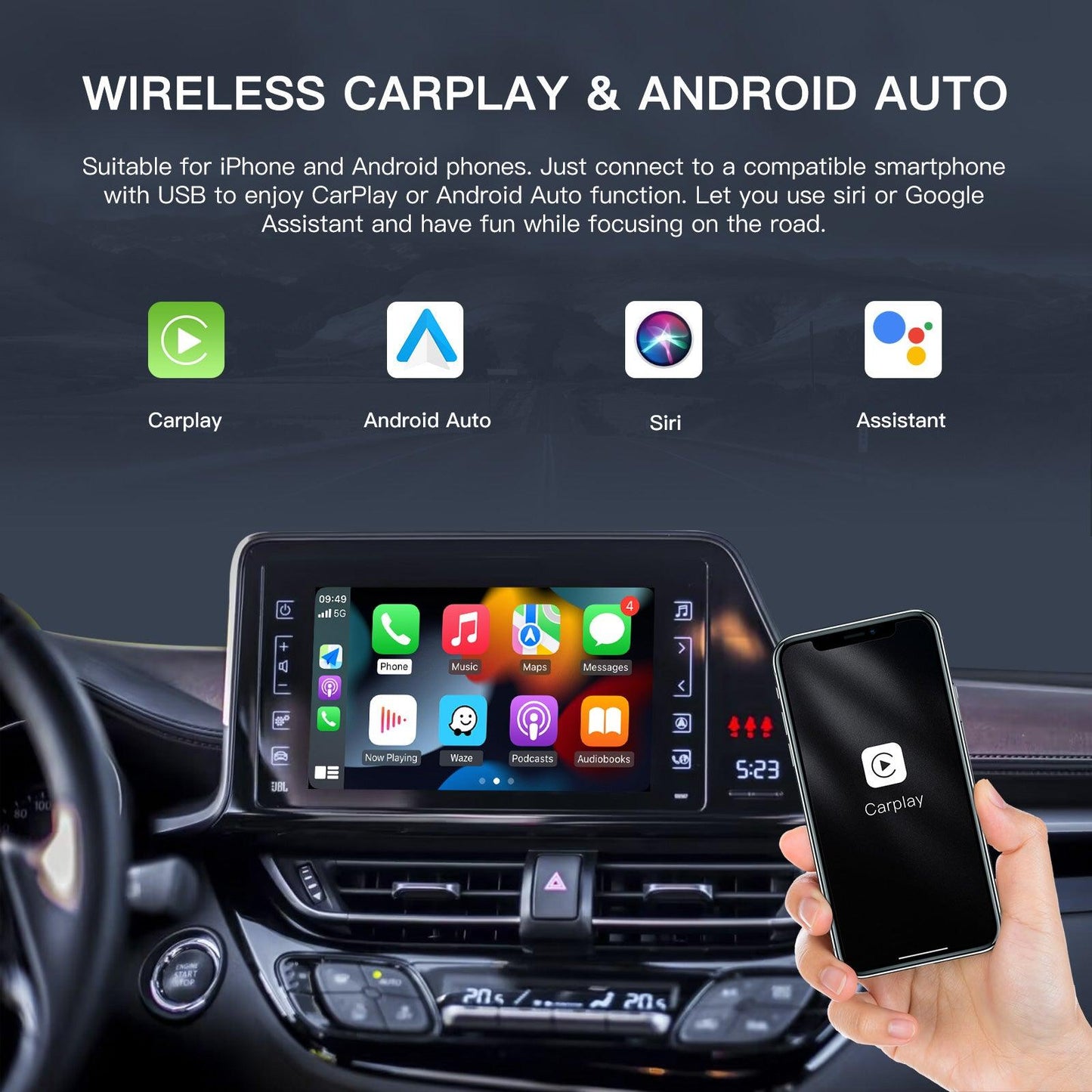Wireless Carplay Android Auto for Toyota Touch2 Entune2.0 2014-2019 - AUTOABC