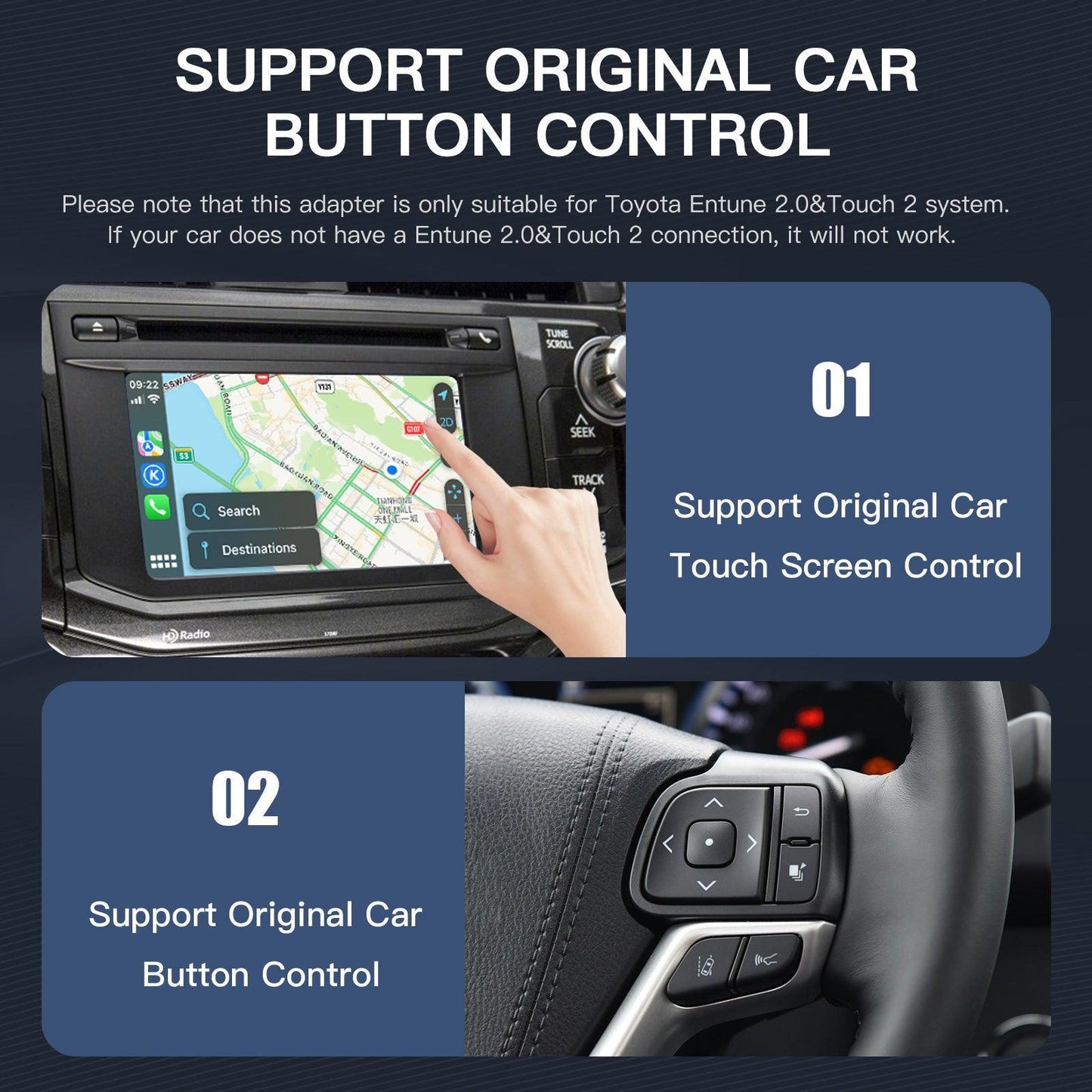 Wireless Carplay Android Auto for Toyota Touch2 Entune2.0 2014-2019 - AUTOABC