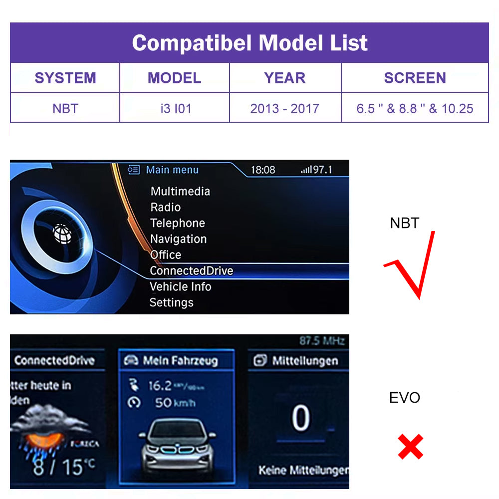 Wireless CarPlay Android Auto for BMW i3 I01 NBT