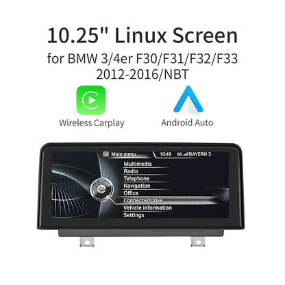 10.25'' Linux screen for BMW 3/4er F30~F36 NBT Wirless CarPlay Android Auto - AUTOABC