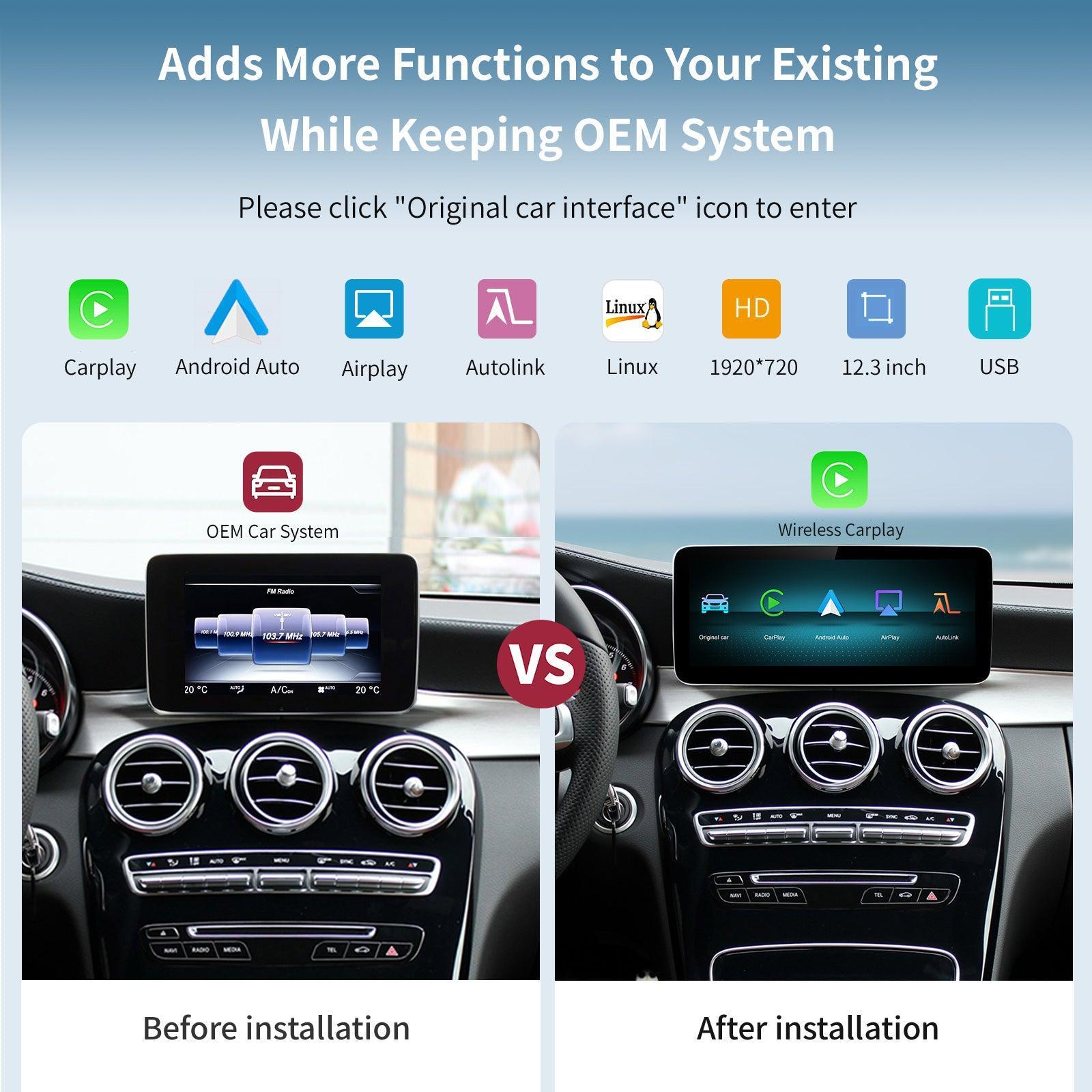 12.3“ Linux screen for Mercedes Benz NTG4.0/4.5/5.0 Wireless CarPlay Android Auto - AUTOABC