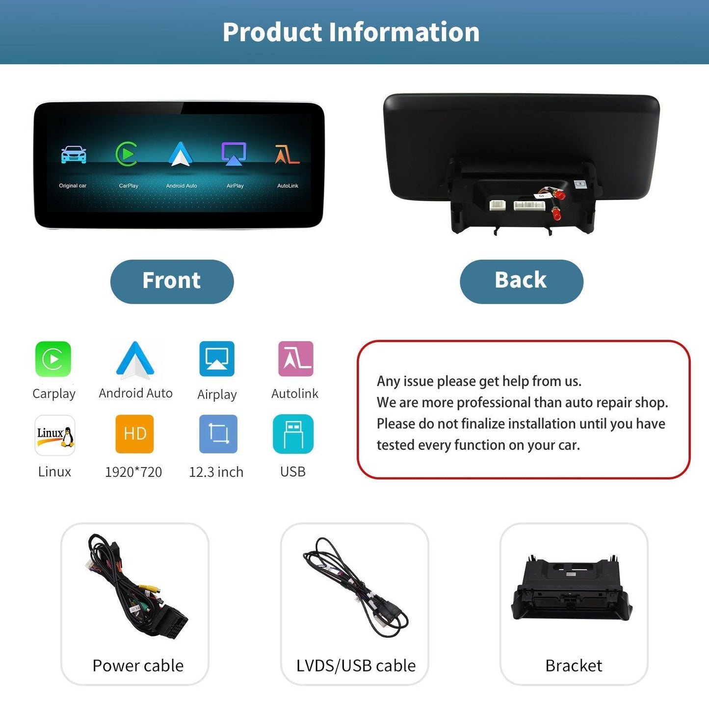 12.3“ Linux screen for Mercedes Benz NTG4.0/4.5/5.0 Wireless CarPlay Android Auto - AUTOABC