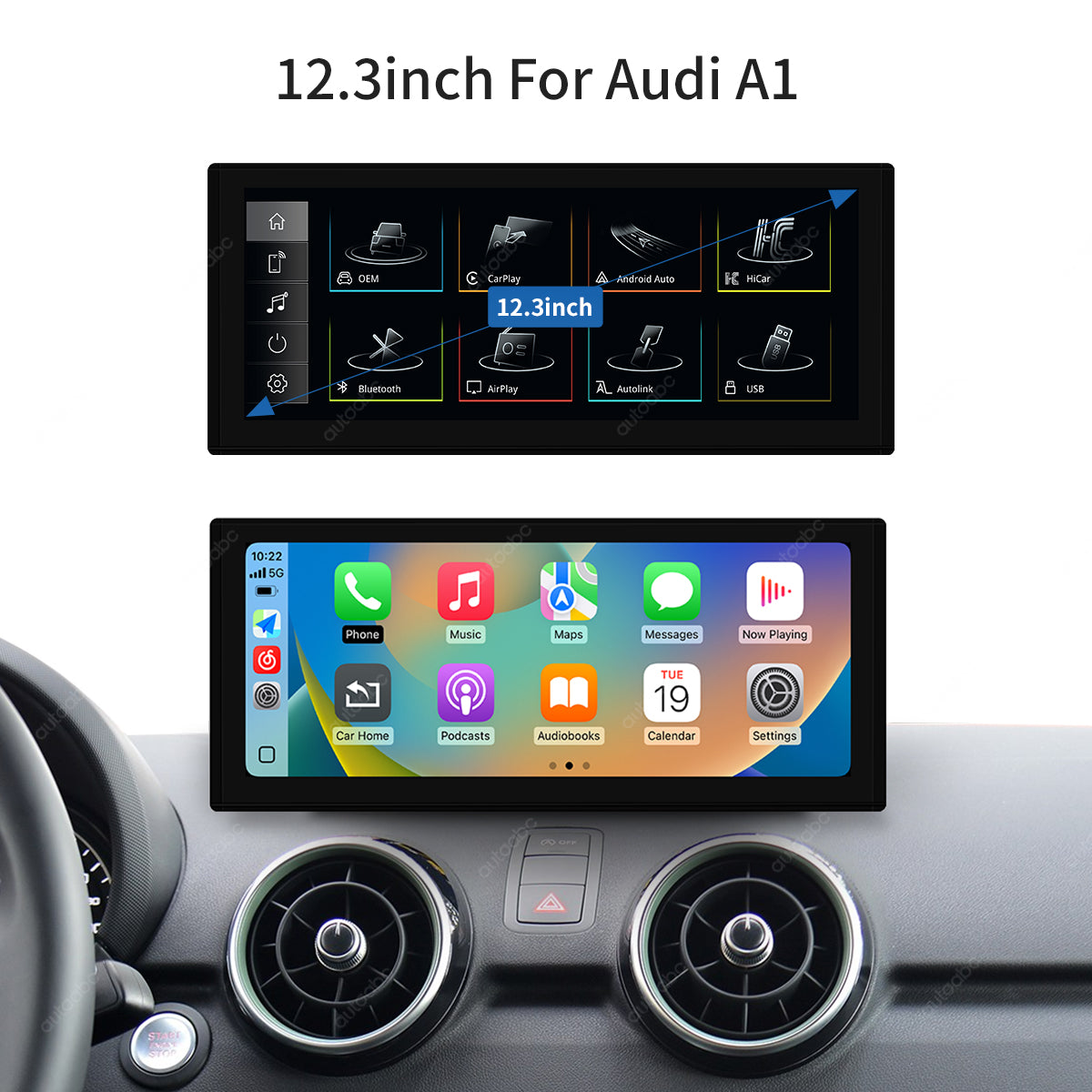 10.25”/12.3" Linux Screen For Audi A1 HN+/RMC Wireless CarPlay Android Auto