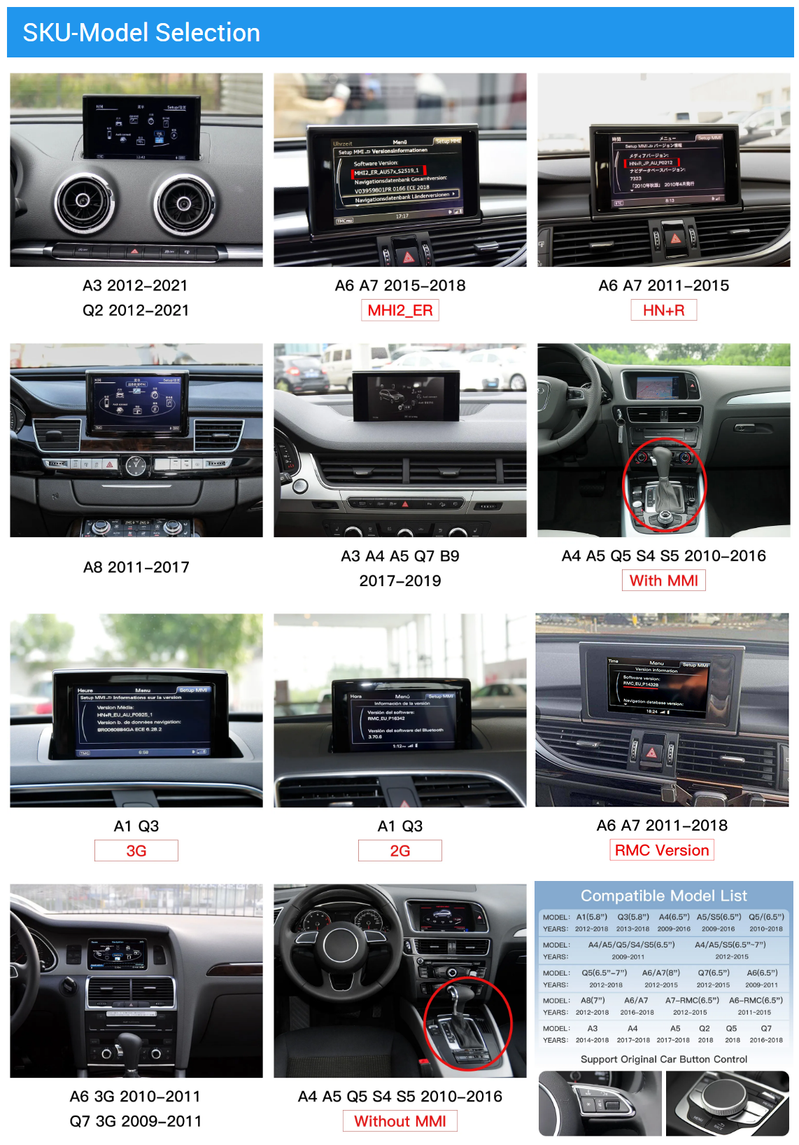 Wireless CarPlay Android Auto Retrofit Kit for Audi 8816(MMI 3g)