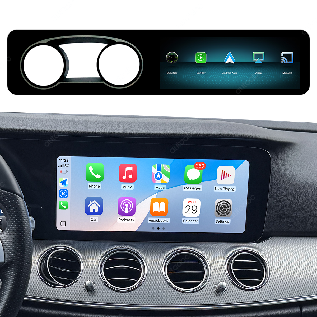 12.3“ Linux screen for Mercedes Benz E Class W213 NTG5.5 Wireless CarPlay Android Auto