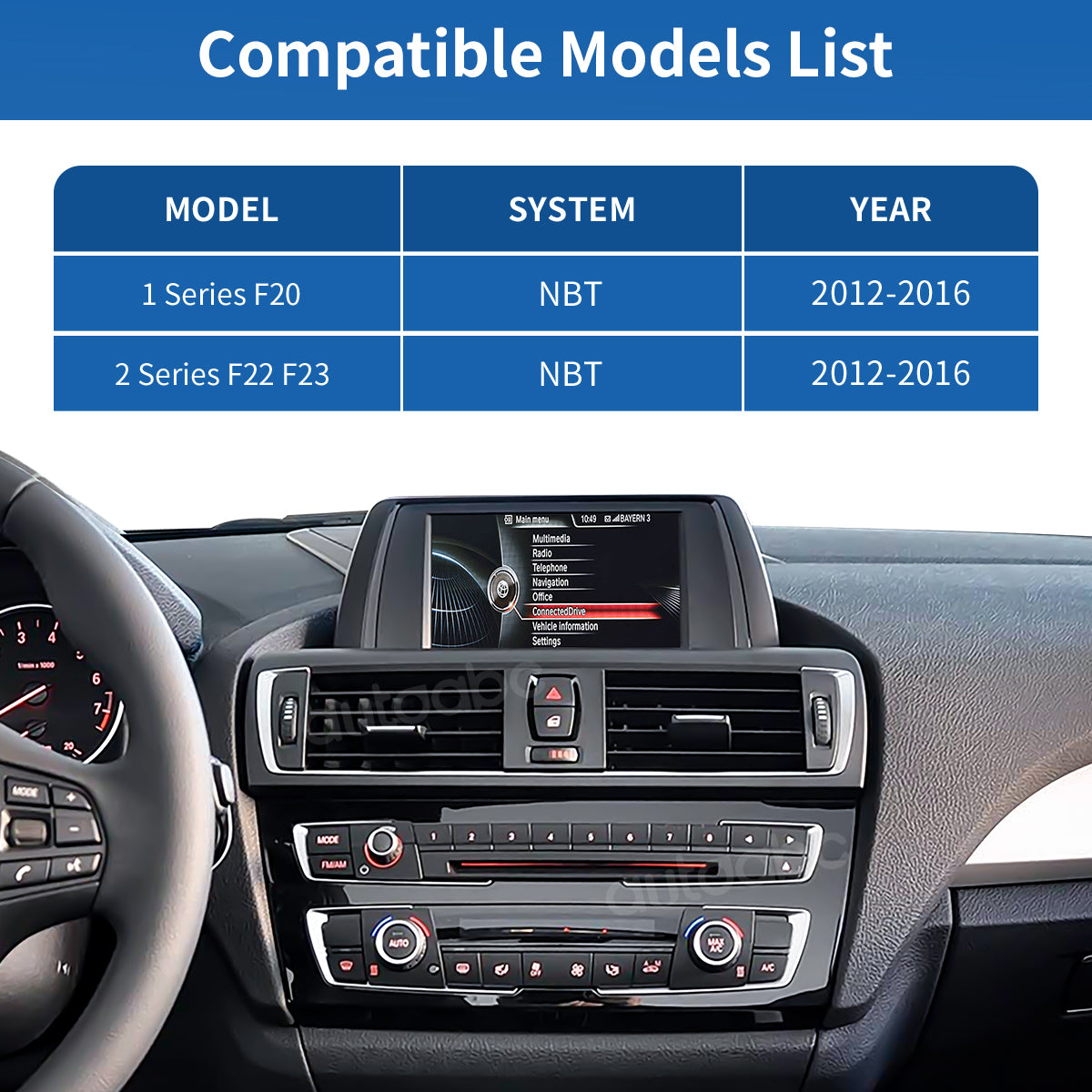 8.8" Linux Screen for BMW 1/2er NBT/EVO Wireless Carplay Android Auto