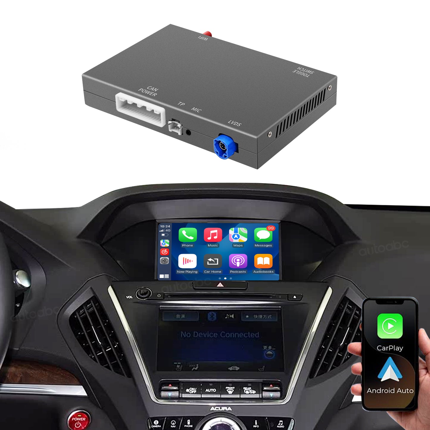 Wireless CarPlay Android Auto Module for Acura Dual-Screen