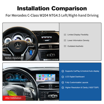 12.3" Panoramic Dual Screen Digital Cockpit for Mercedes-Benz W204 C-Class