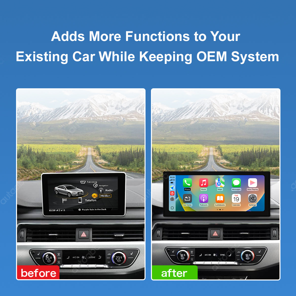 12.3" Linux Screen For Audi A4/A5 MIB3 Wireless CarPlay Android Auto