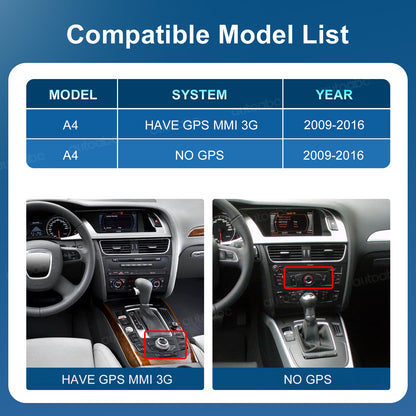 8.9“ Linux Screen For Audi A4 A5 Wireless CarPlay Android Auto left rudder