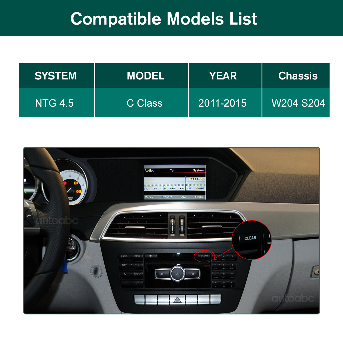 8.8“ Linux screen for Mercedes Benz C Class NTG4.5 Wireless CarPlay Android Auto