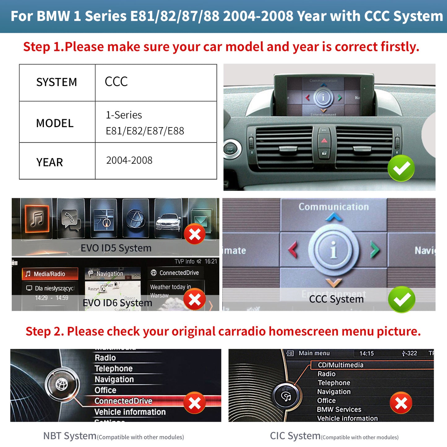 10.25" Linux screen for BMW 1 Series E81/F21 with CIC System