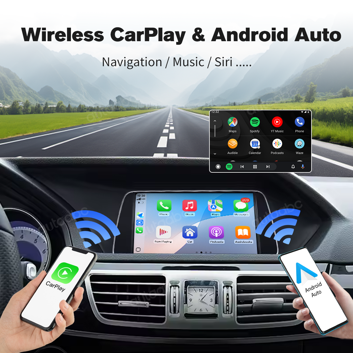 7“ Linux screen for Mercedes Benz E class NTG4.0/4.5/5.0 Wireless CarPlay Android Auto LHD