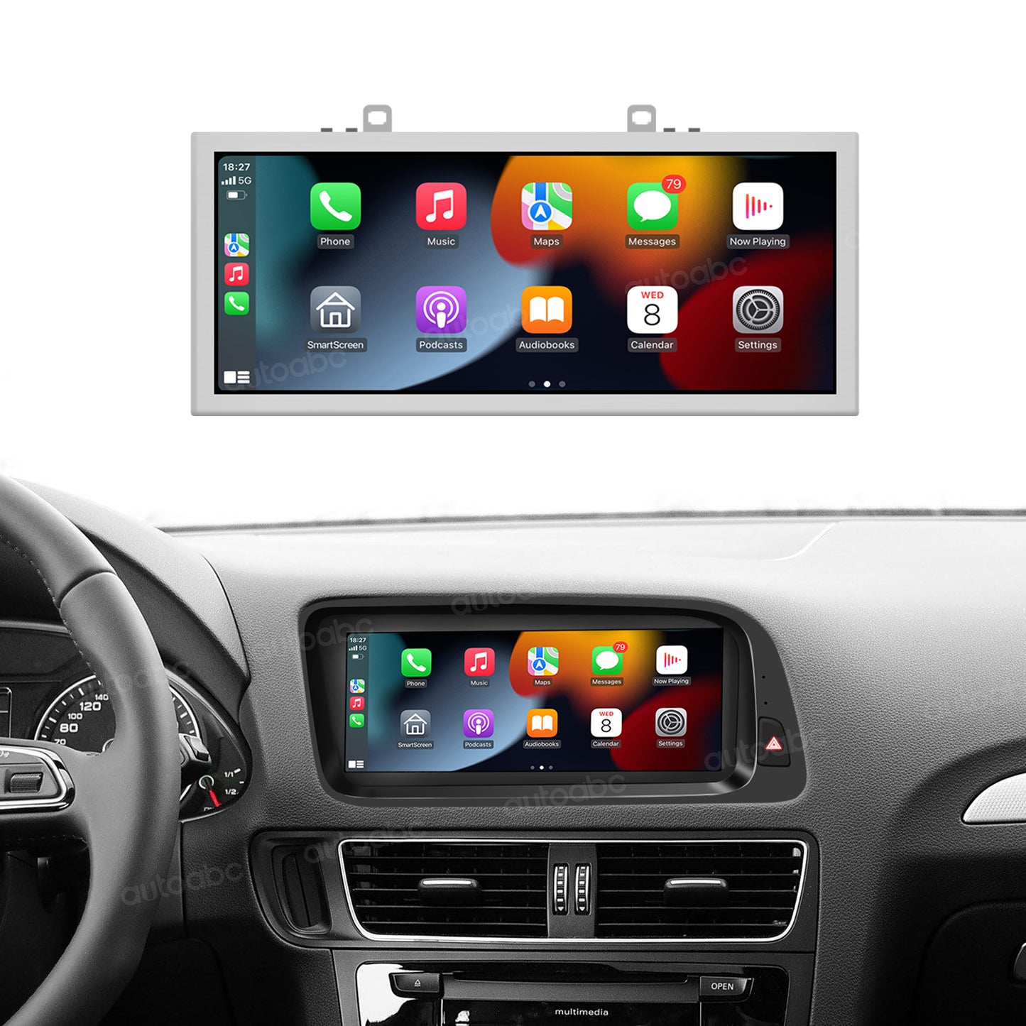 8.9“ Linux Screen For Audi Q5 Wireless CarPlay Android Auto left rudder