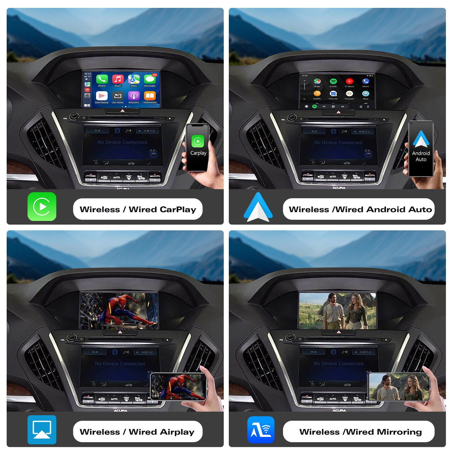 Wireless CarPlay Android Auto Module for Acura Dual-Screen