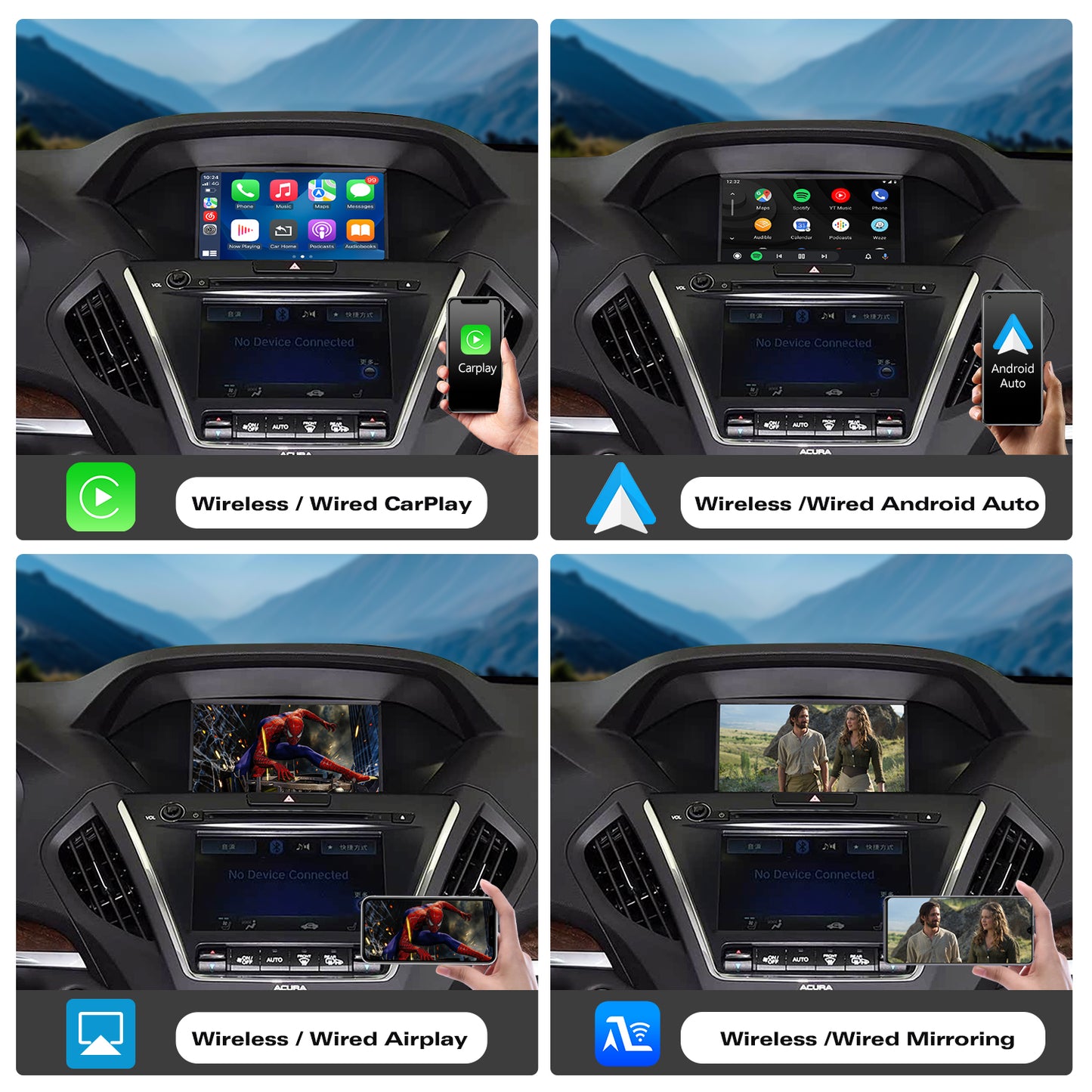 Wireless CarPlay Android Auto Module for Acura Dual-Screen
