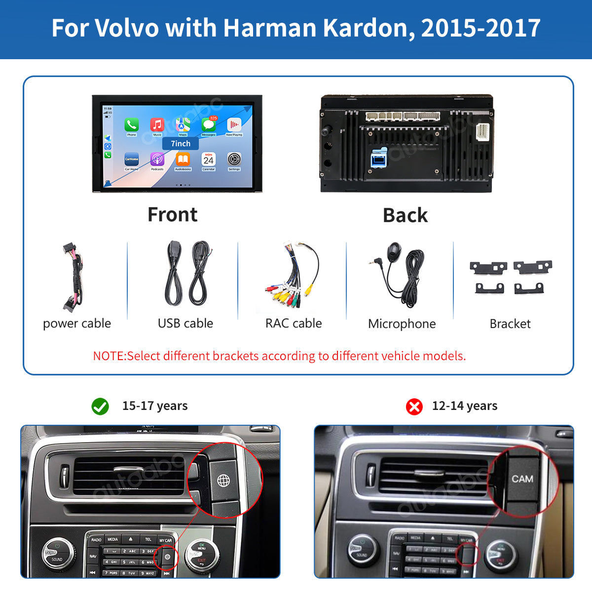 7" Linux Screen For Volvo Wireless CarPlay Android Auto