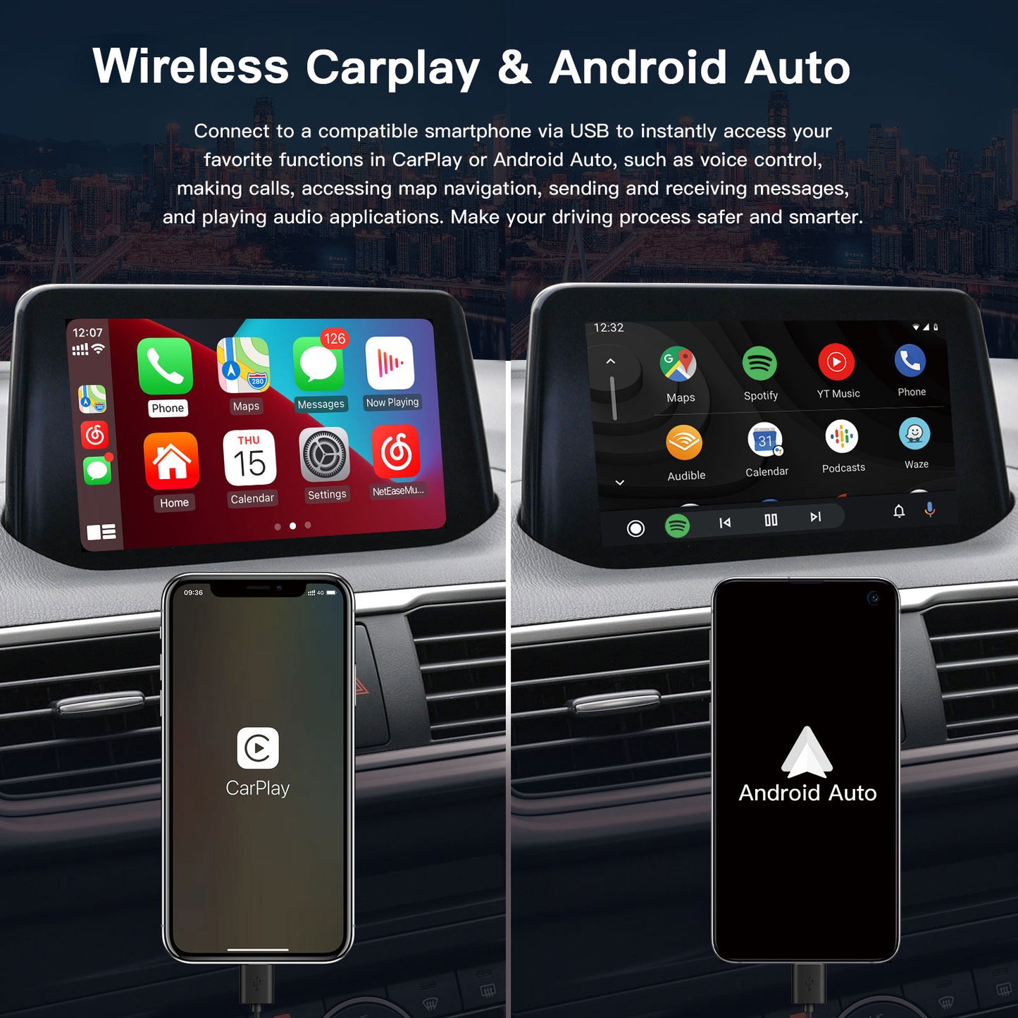 Carplay Android Auto Adapter USB HUB for Mazda