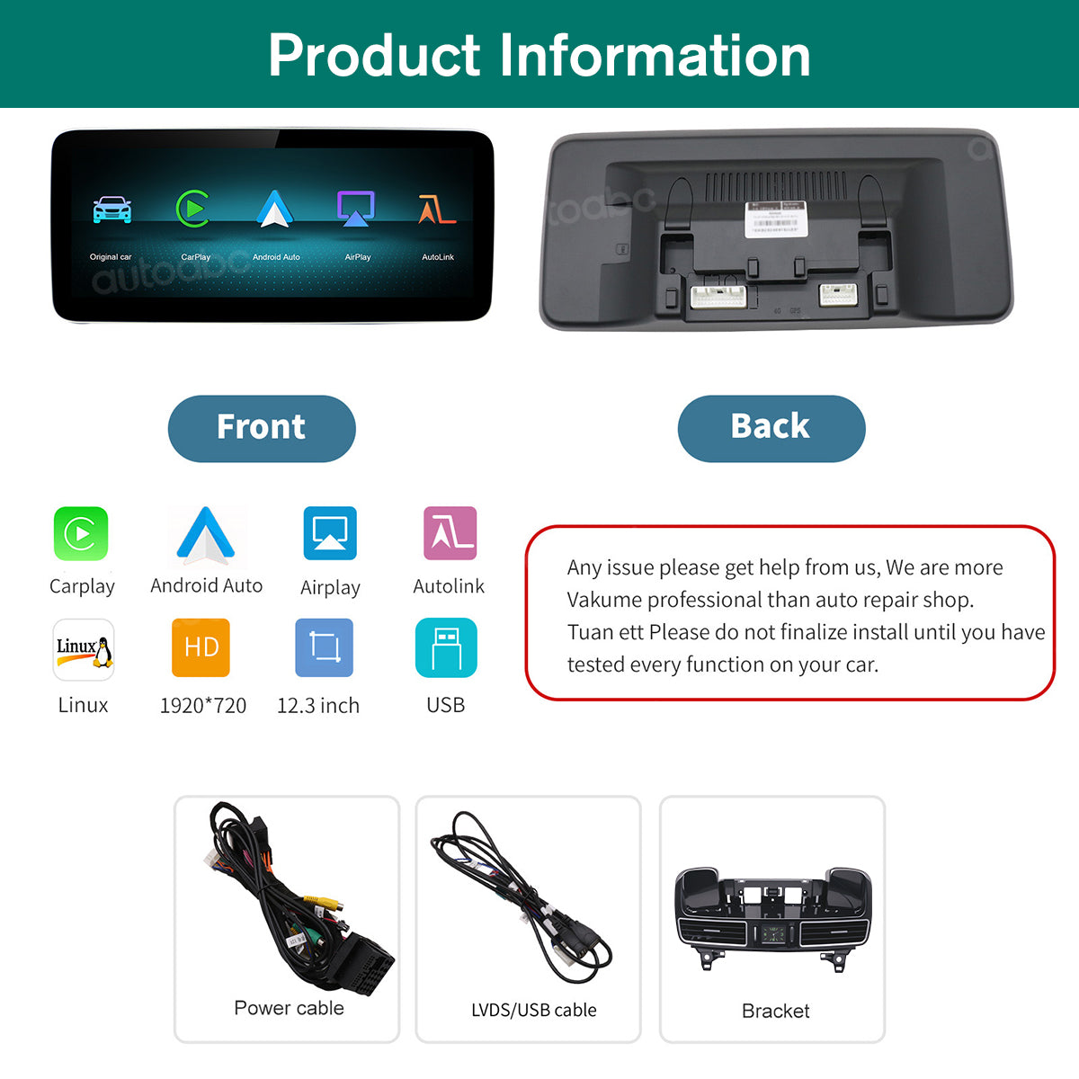 12.3“ Linux screen for Mercedes Benz NTG5.0 GLE Wireless CarPlay Android Auto
