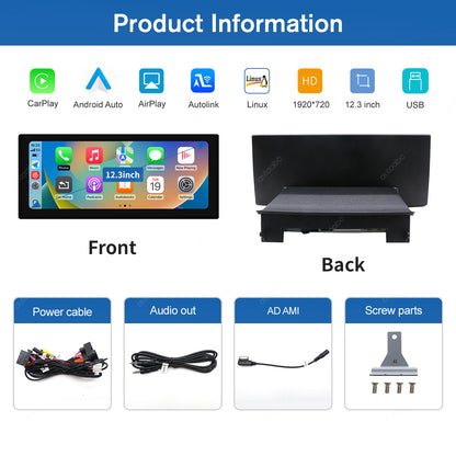 12.3" Linux Screen For Audi A1 HN+/RMC Wireless CarPlay Android Auto