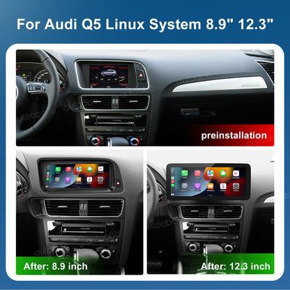 8.9“ Linux Screen For Audi Q5 Wireless CarPlay Android Auto left rudder