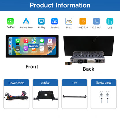 12.3" Linux Screen For Audi Q5L MIB/MIB2 Wireless CarPlay Android Auto