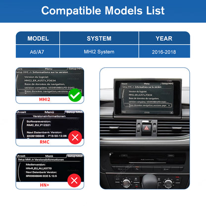 12.3" Linux Screen For Audi A6/A7 Wireless CarPlay Android Auto