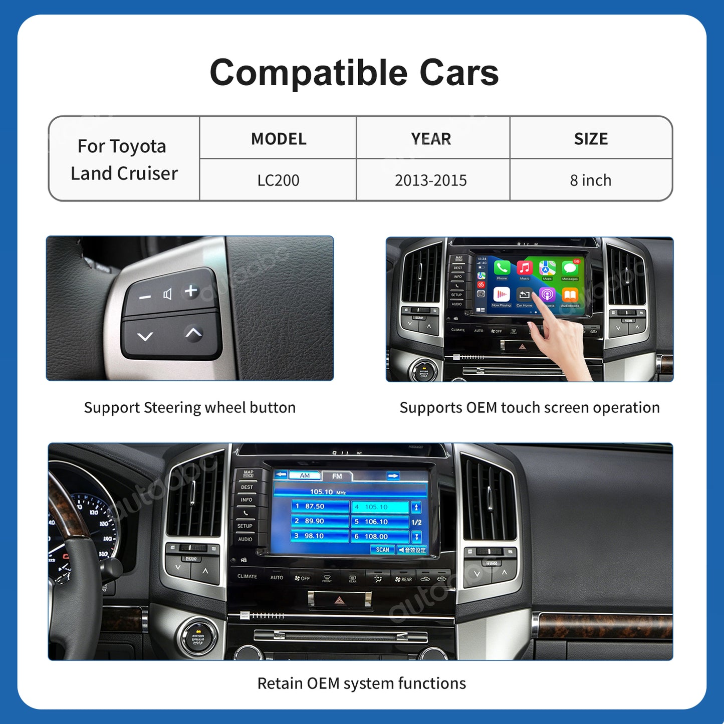 Wireless Carplay & Android Auto for Toyota Land Cruiser LC200 2013-2015