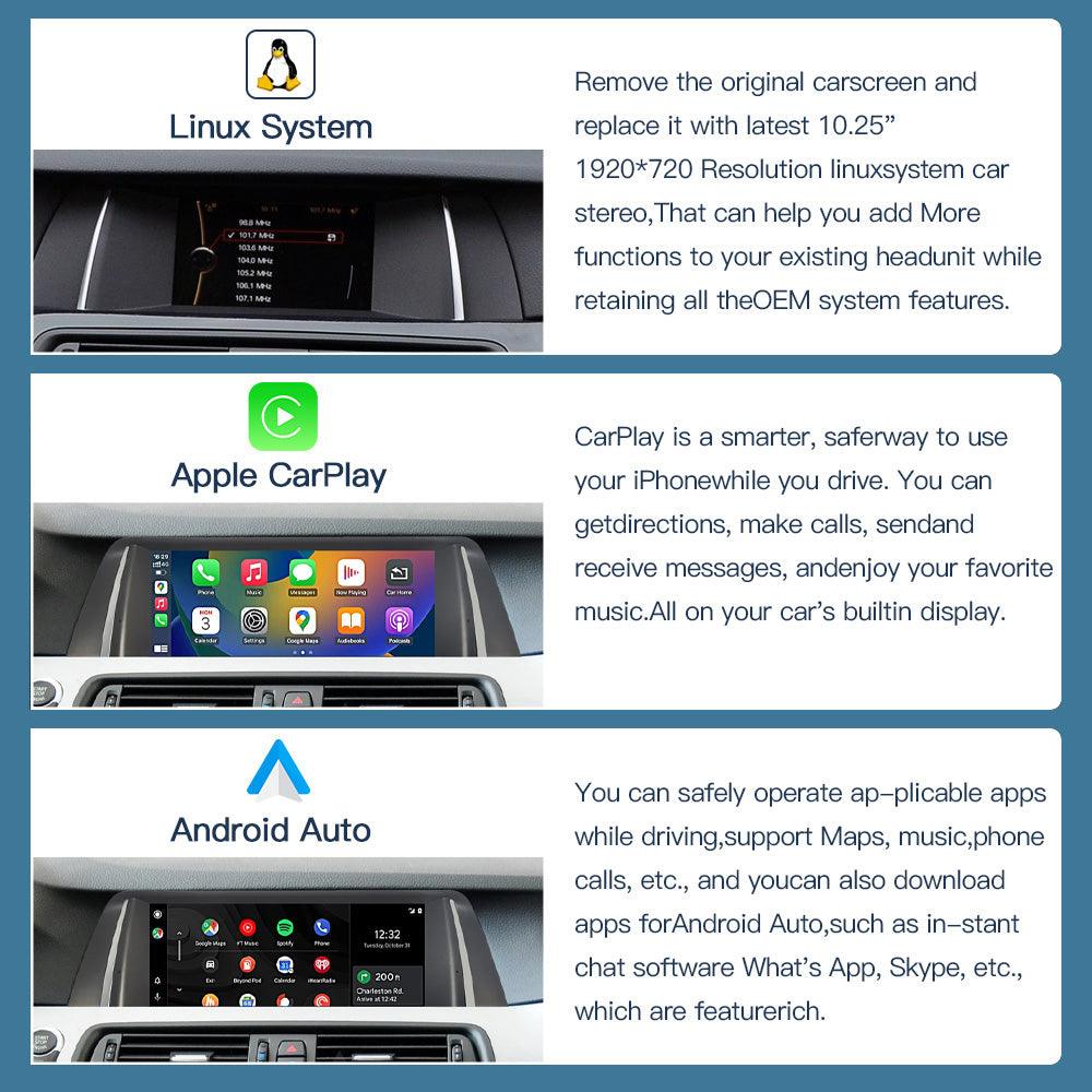 10.25" Linux Screen for BMW 5er F10 F11 NBT CIC Carplay Android Auto