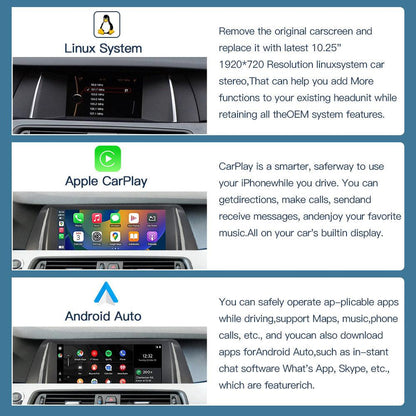 10.25" Linux Screen for BMW 5er F10 F11 NBT CIC Carplay Android Auto