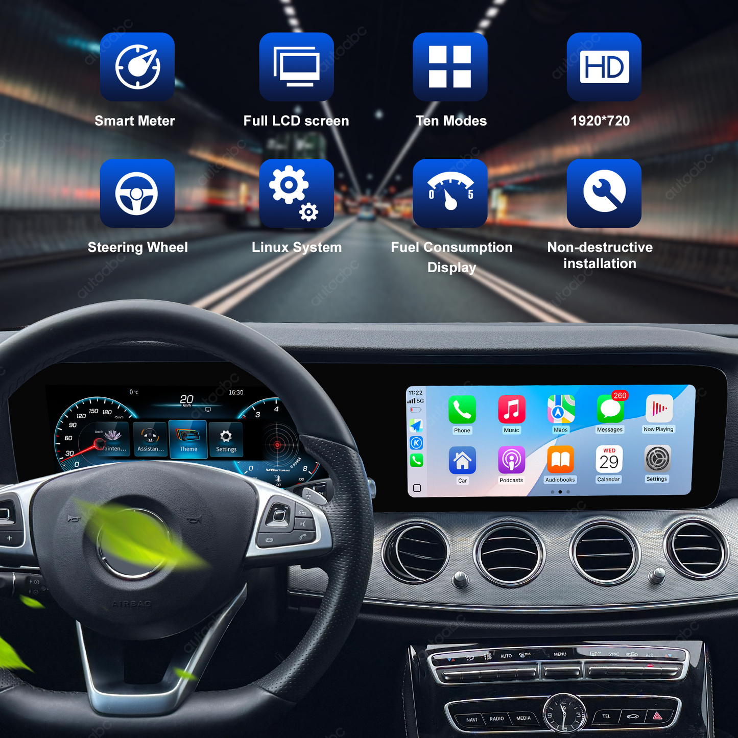 12.3" Panoramic Dual Screen Digital Cockpit for Mercedes-Benz W213