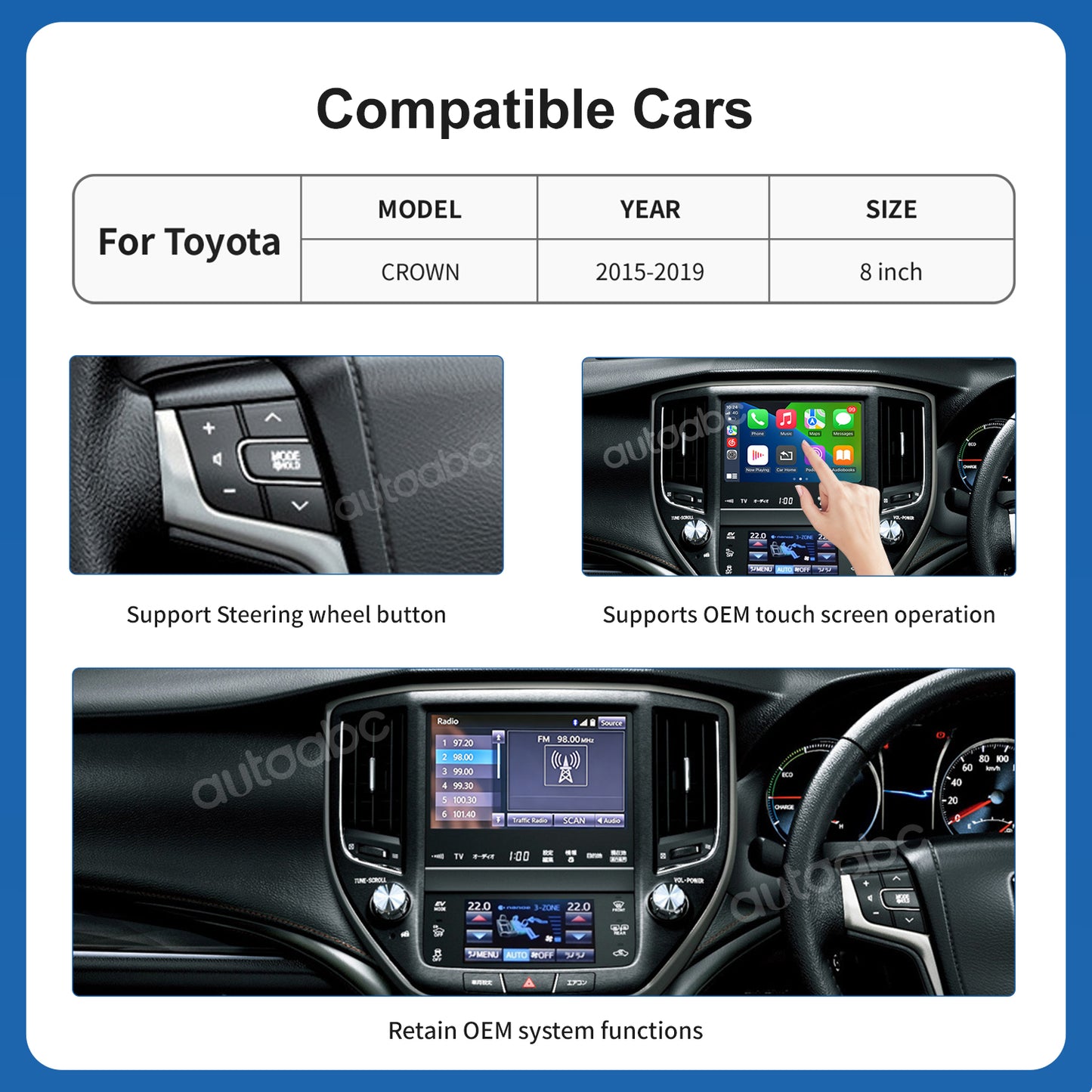 Wireless Carplay & Android Auto for Toyota Crown 2015-2019
