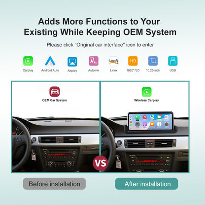 10.25'' Linux screen for BMW 3 Series E90-E93 Wirless CarPlay Android Auto