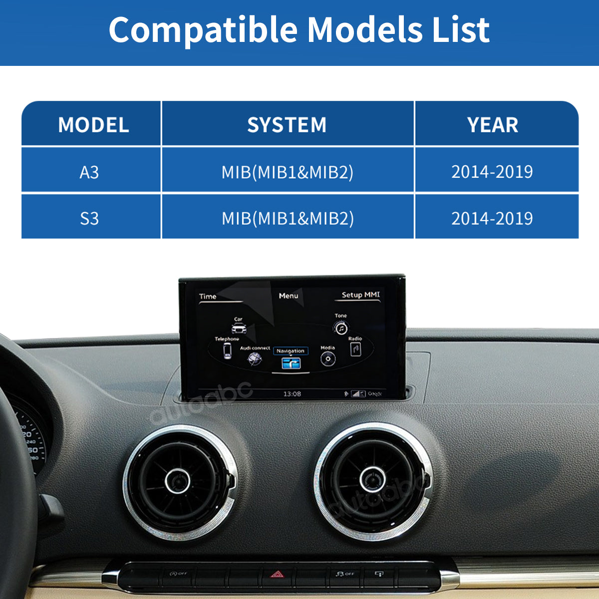 10.25" Linux Screen For Audi A3/S3 Wireless CarPlay Android Auto